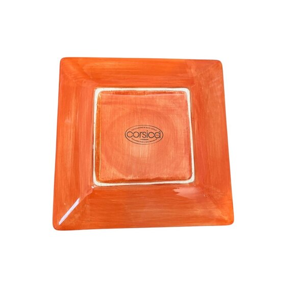 Corsica Hand Painted Large Square Plate Multicolored Check Block design 10"x10" - Picture 2 of 7